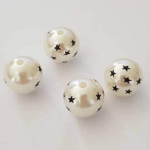 Perle Acrylique Ronde 10 mm &eacute;toile 01 x 1 Pi&egrave;ce