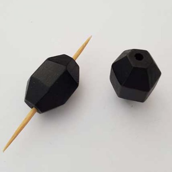 Perle Bois olive &agrave; facette 26 x 20 mm Noir N&deg;01