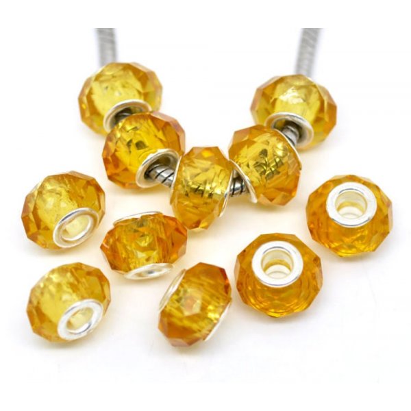 Perle N&deg;0071 jaune dor&eacute; compatible europ&eacute;en