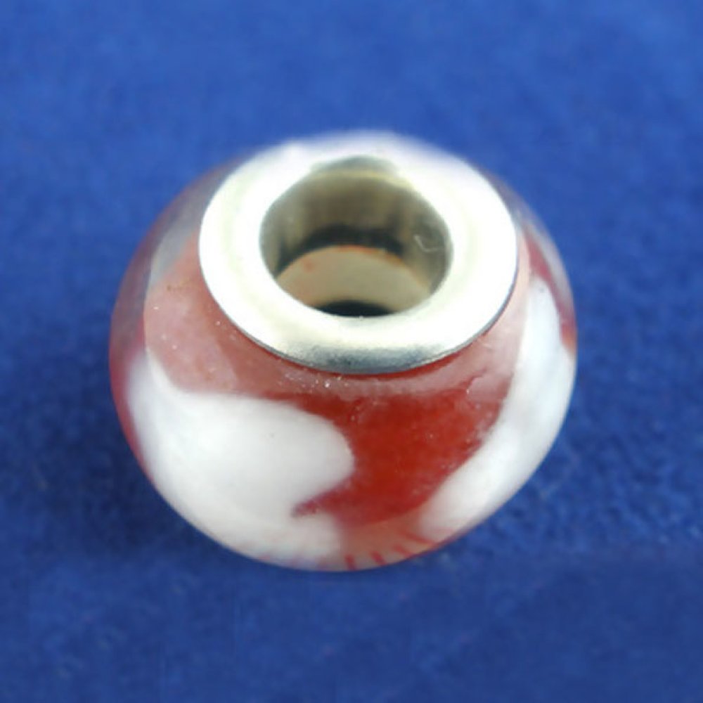 Perle N°0096 compatible Européen rouge et blanc