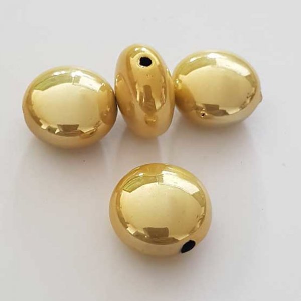 Perle Ronde Plate Jaune Dor&eacute; 01 17 mm