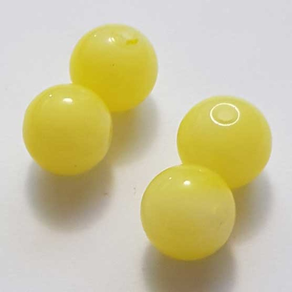 Perle Verre Ronde 14 mm Jaune 01 x 1 Pièce