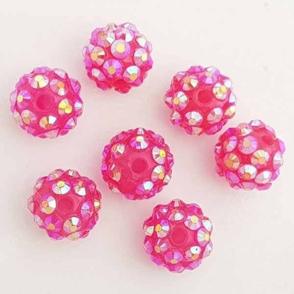 Perlina in acrilico e strass 10 mm stile shamballa N&deg;02