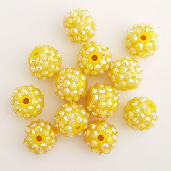 Perlina in acrilico e strass 14 mm stile shamballa N&deg;01