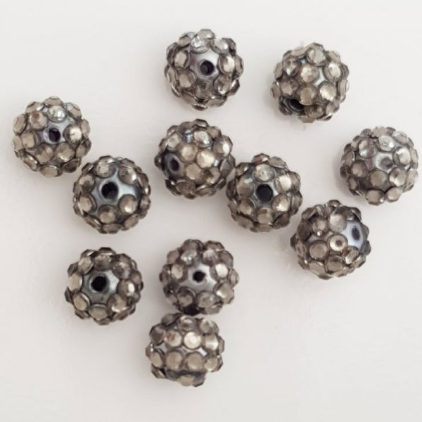 Perlina in acrilico e strass 10 mm stile shamballa N&deg;05