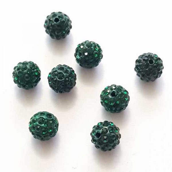 Perle en r&eacute;sine strass 10 mm style shamballa N&deg;09