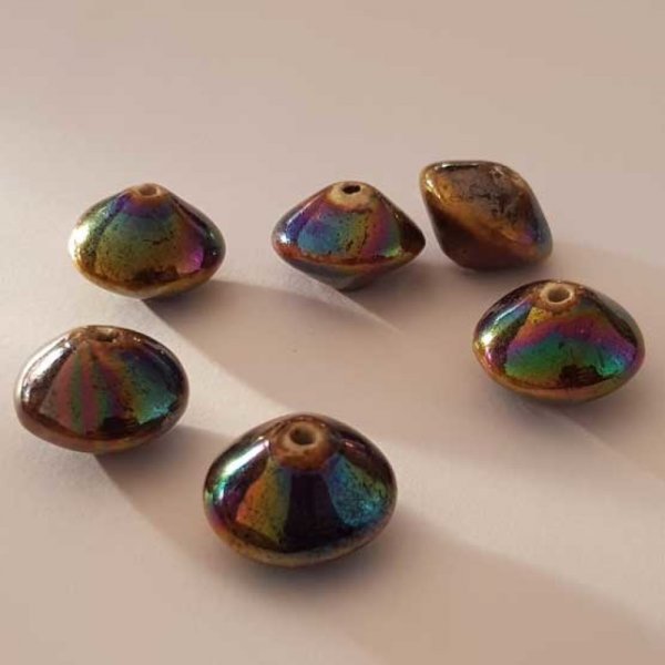 Perle fantaisie soucoupe c&eacute;ramique marron 20 mm N&deg;11