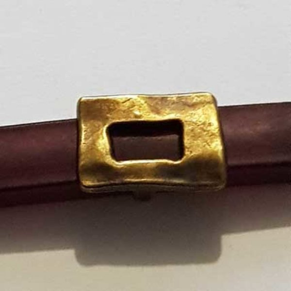 Perle passant rectangle pour cuir &eacute;pais r&eacute;galiz 10 mm Bronze N&deg;08