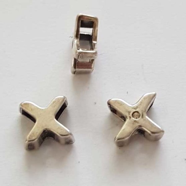 Perle passant rectangle pour cuir 06 mm Argent N&deg;04