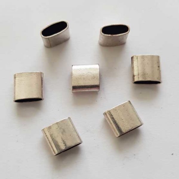 Perle passant rectangle pour cuir 06 mm Argent N&deg;06