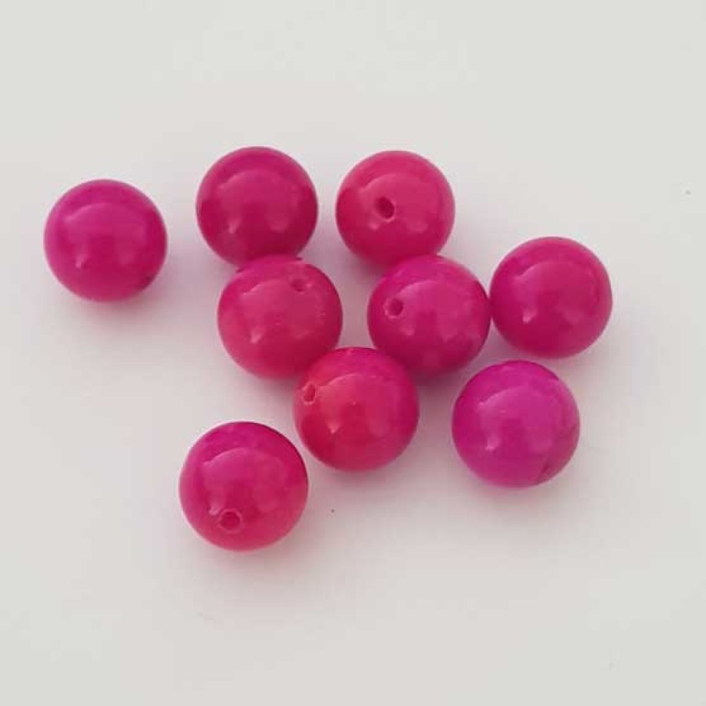 Perle ronde céramique fushia 10 mm N°001