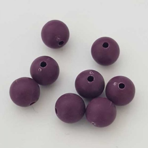 Perle ronde plastique mat mauve fonc&eacute; 10 mm N&deg;001