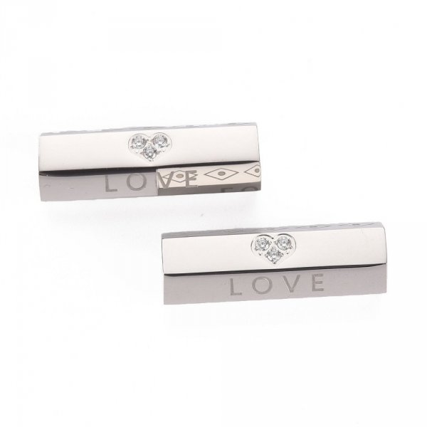 Perle tube 26 mm Love Acier Inoxydable et Strass Argent N&deg;01