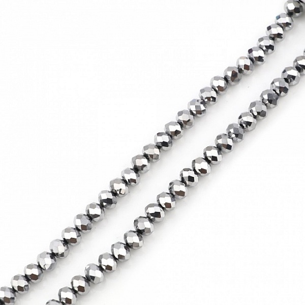 Perles en Verre 3 mm &agrave; Facettes Couleur Argent