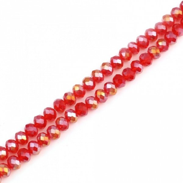 Perles en Verre 4 mm &agrave; Facettes Couleur Rouge AB