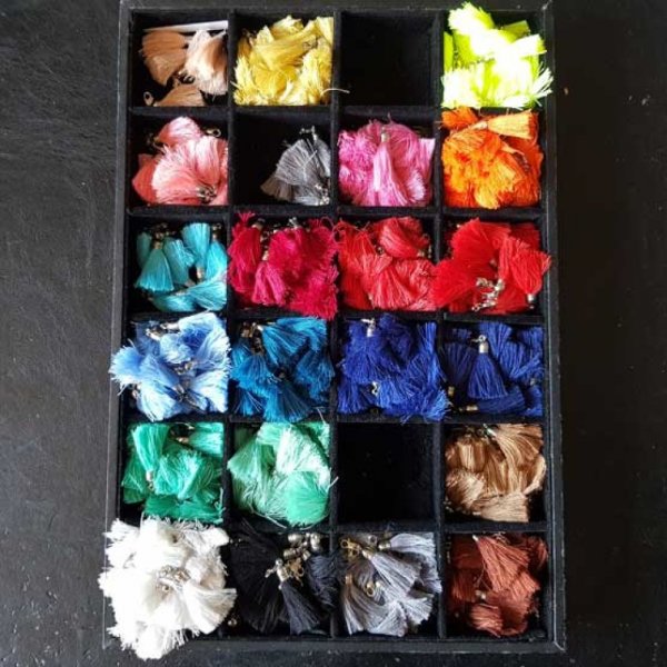 Pompon Mousqueton 45 mm Rose P&acirc;le