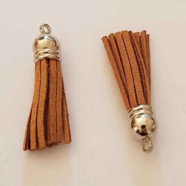 Pompon su&eacute;dine uni 43 mm N&deg;05 Marron Clair