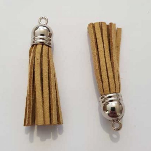 Pompon su&eacute;dine uni 45 mm N&deg;04 Marron Clair