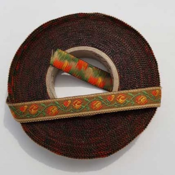 Ruban Galon 12 mm motif fleur N&deg;02