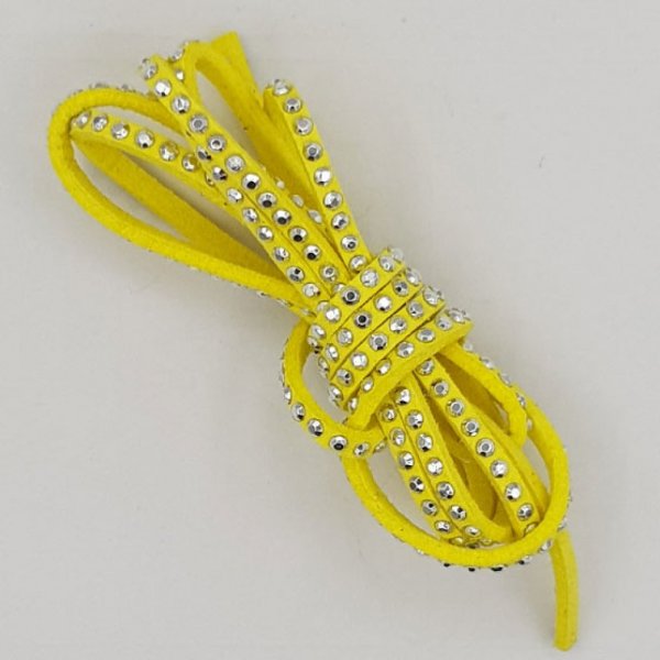 Ruban su&eacute;dine jaune fantaisie x 95 cm