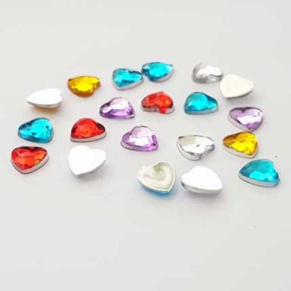 Strass c&oelig;ur couleur assorti 08 mm par 20 pi&egrave;ces