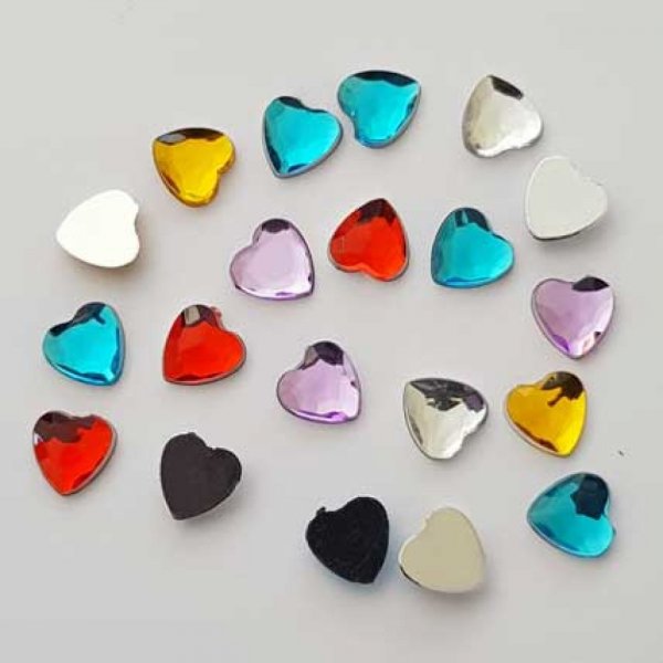 Strass c&oelig;ur couleur assorti 08 mm par 20 pi&egrave;ces