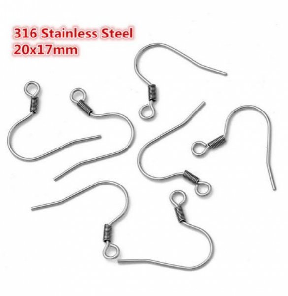 Portaorecchini Gancio in acciaio inox N&deg;08 x 5 paia