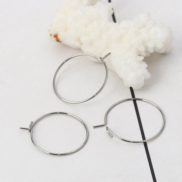 Portaorecchini creolo in acciaio inox argento N&deg;03-20 mm x 5 paia