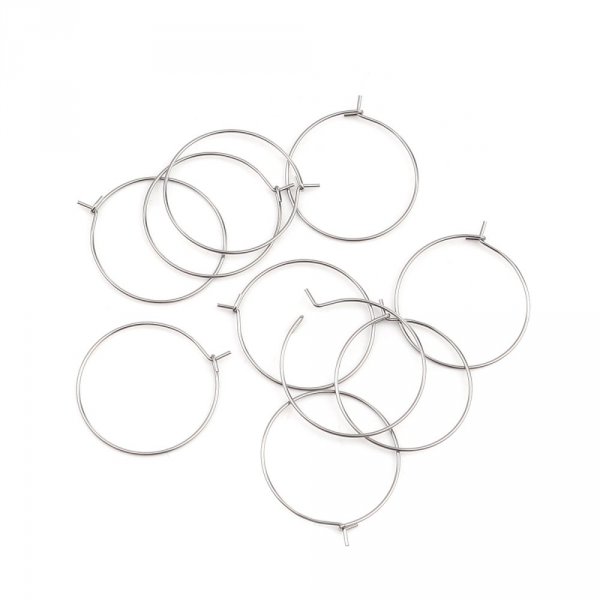 Portaorecchini creolo in acciaio inox argento N&deg;03-25 mm x 5 paia