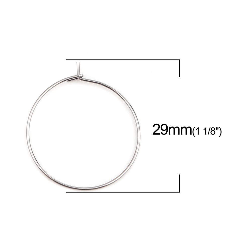 Portaorecchini creolo in acciaio inox argento N°03-25 mm x 5 paia