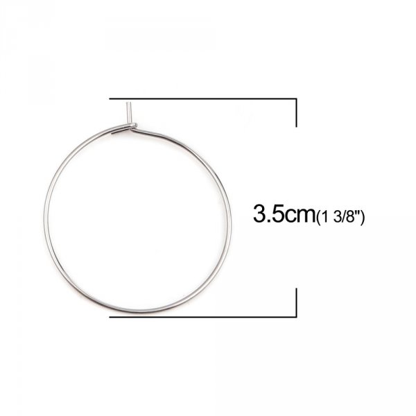 Portaorecchini creolo argento in acciaio inox N&deg;03-30 mm x 5 paia