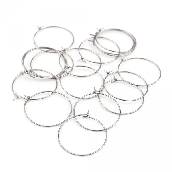 Portaorecchini creolo argento in acciaio inox N&deg;03-30 mm x 5 paia