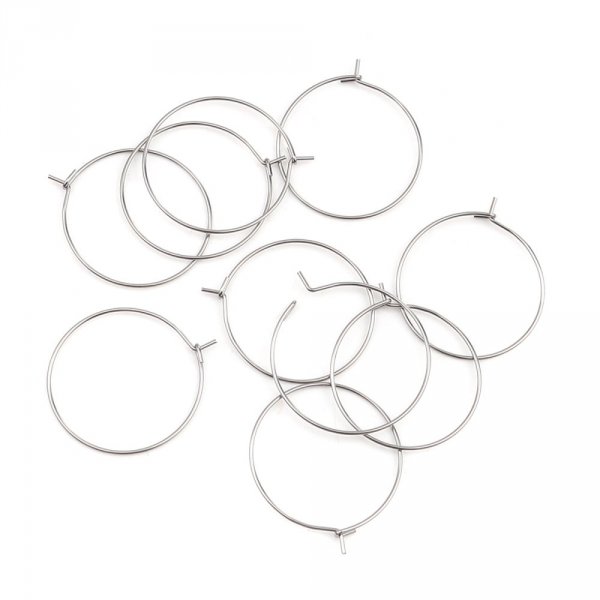 Portaorecchini creolo in acciaio inox argento N&deg;03-35 mm x 5 paia