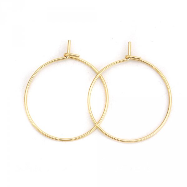 Porta orecchini creoli in acciaio inox placcato oro N&deg;03-20 mm x 5 paia