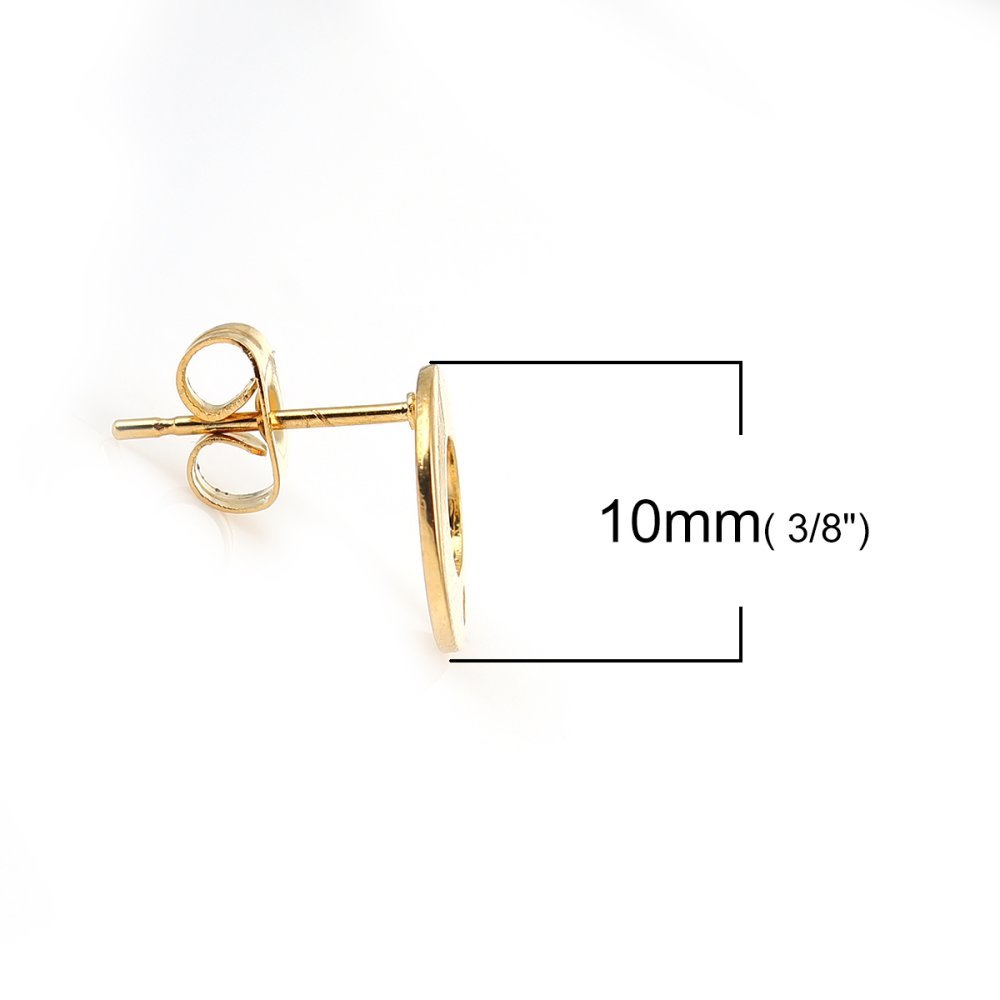 Portaorecchini 10 mm tondo in acciaio inossidabile N°04 Oro