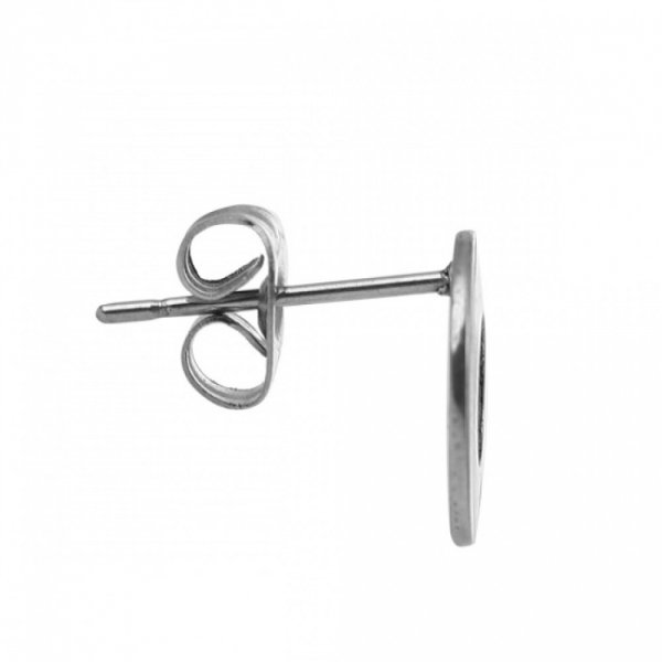 Porta orecchini 10 mm in acciaio inox con chip tondo N&deg;04 Argento