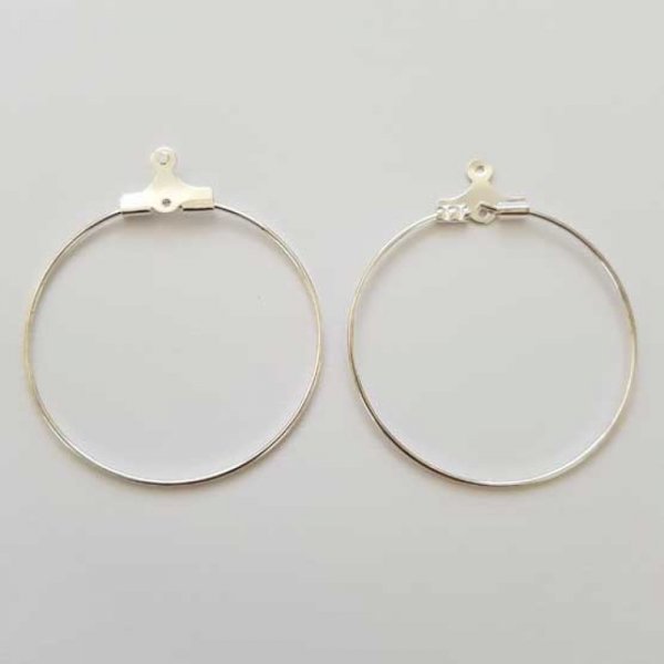 Support Boucle d'oreille Cr&eacute;ole M&eacute;tal Argent&eacute; 35 mm x 1 paire