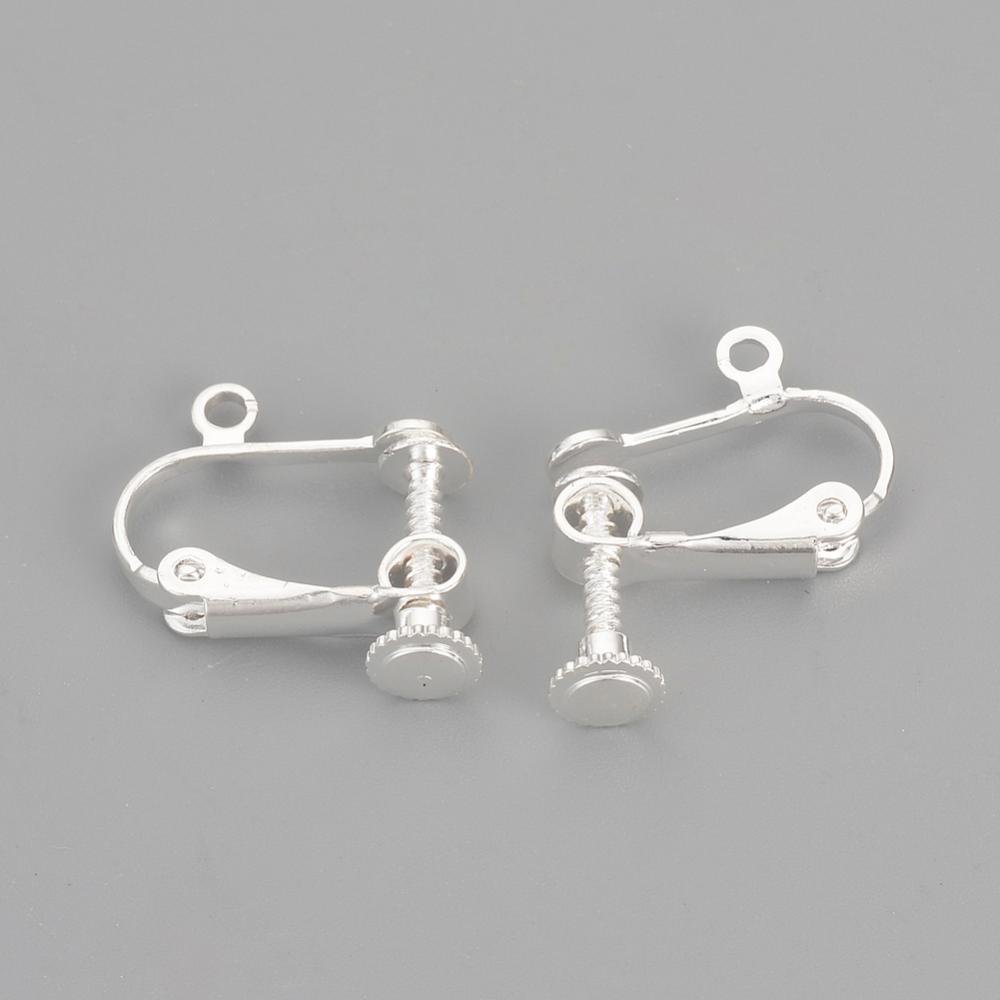 Support Boucle d'oreille Clip réglable à vis argenté 15 x 17 mm x 5 paires