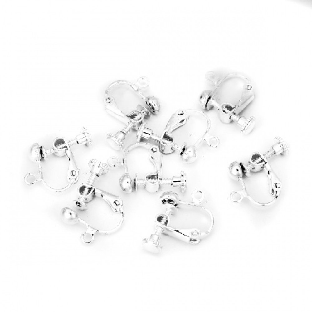 Support Boucle d'oreille Clip réglable à vis argenté 13 x 18 mm x 1 paire