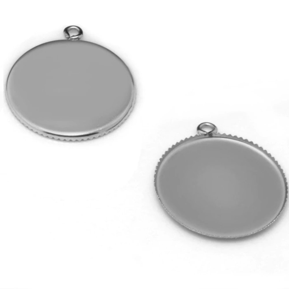 Porta cabochon 20 mm argento Antico, Acciaio inox