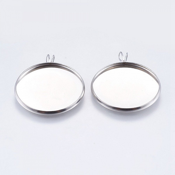 Porta cabochon 25 mm Argento antico, Acciaio inox