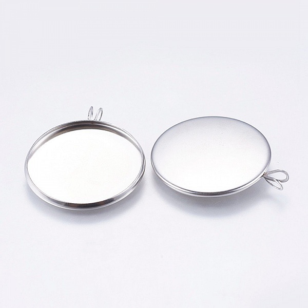 Porta cabochon 25 mm Argento antico, Acciaio inox