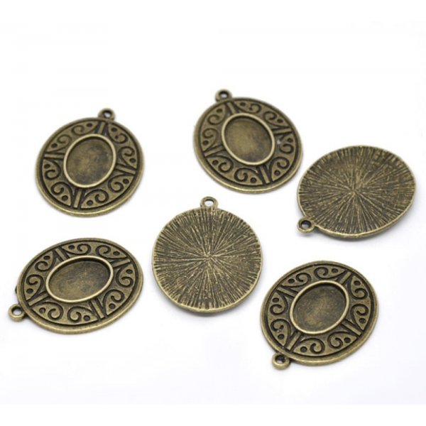 Support cabochon Ovale de 14 X 10 mm Bronze N&deg;06