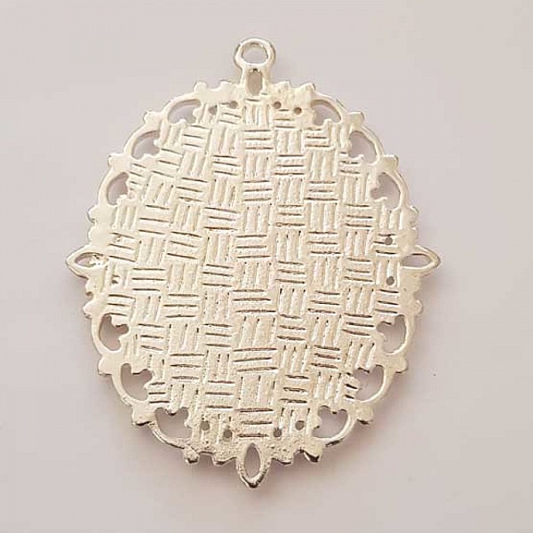 Support cabochon Ovale de 40 X 30 mm Argent N&deg;01
