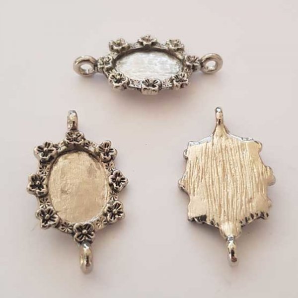 Support cabochon Ovale de 11 X 15 mm Argent N&deg;01
