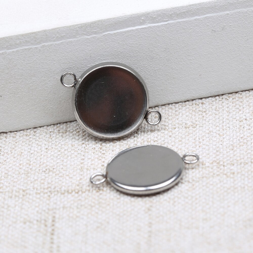 Porta cabochon tondo 08 mm Acciaio inox N°03 -2 Anelli