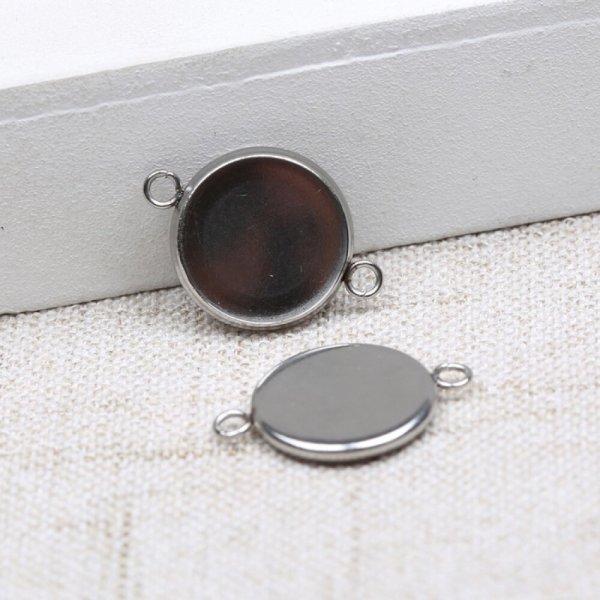 Porta cabochon tondo 08 mm Acciaio inox N&deg;03 -2 Anelli