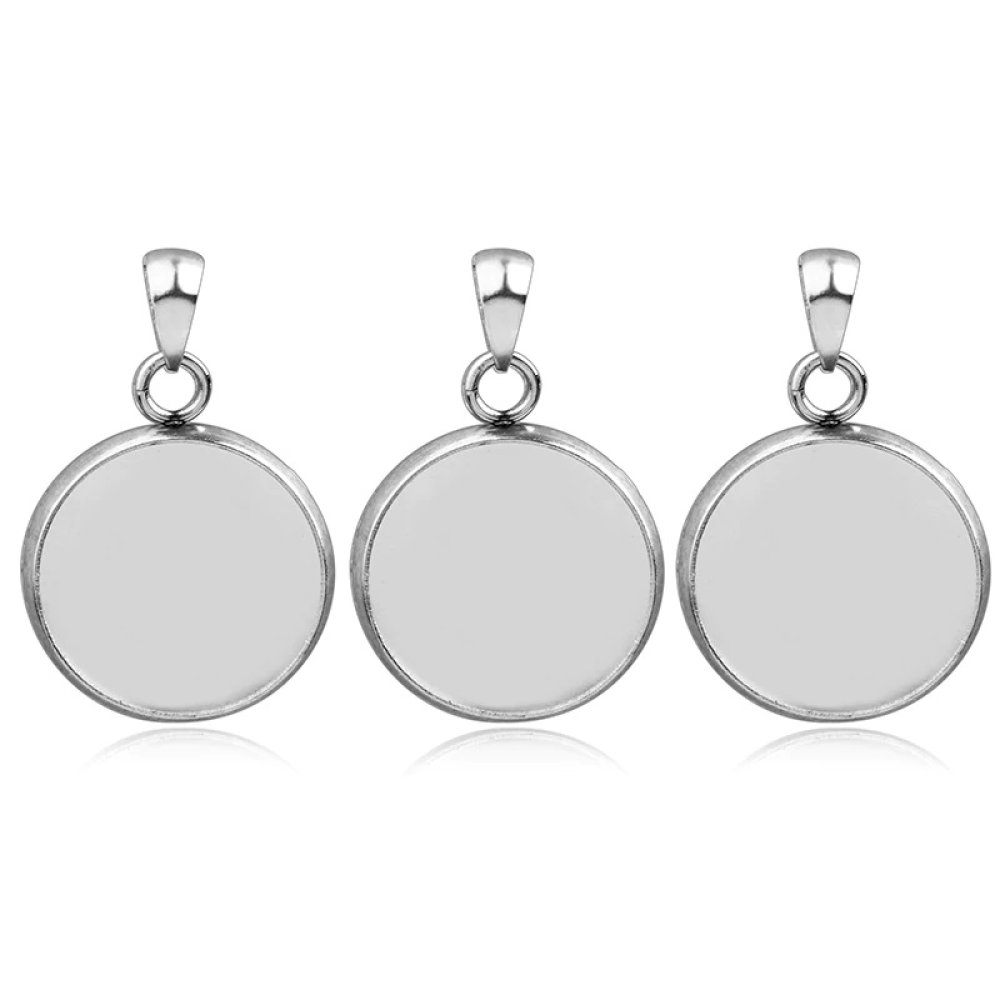 Porta cabochon rotondo 16 mm Acciaio inox N°04