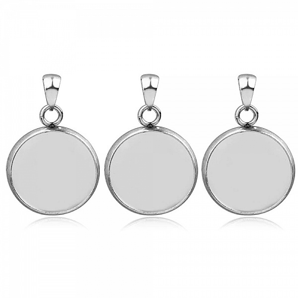 Porta cabochon rotondo 18 mm Acciaio inox N&deg;04