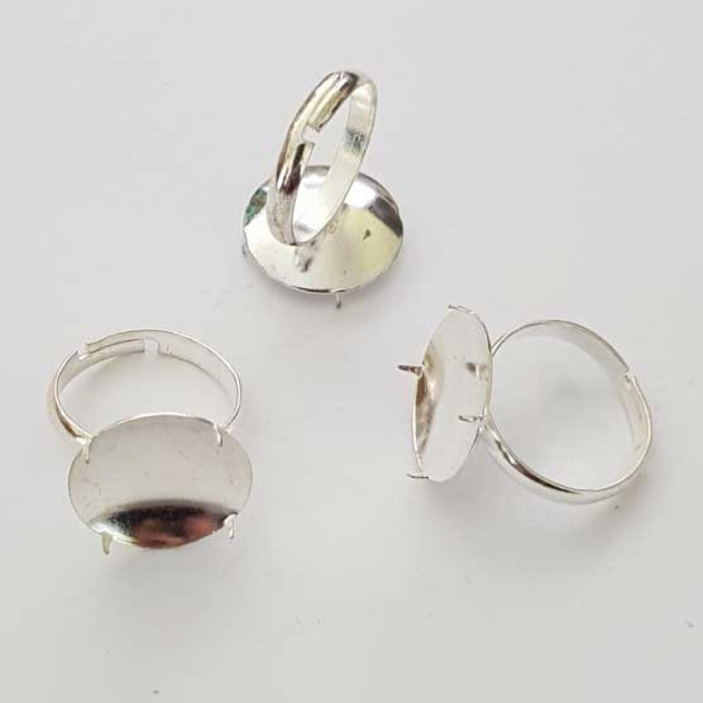 Supporto ad anello regolabile con piastra a 4 griffe argento N°01
